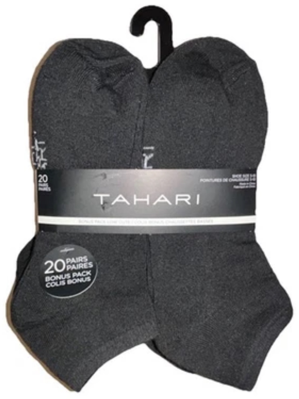 Tahari Low Cut Socks 20 Pair Women's Shoe Size 5-10 Black w White Logo NEW! $48